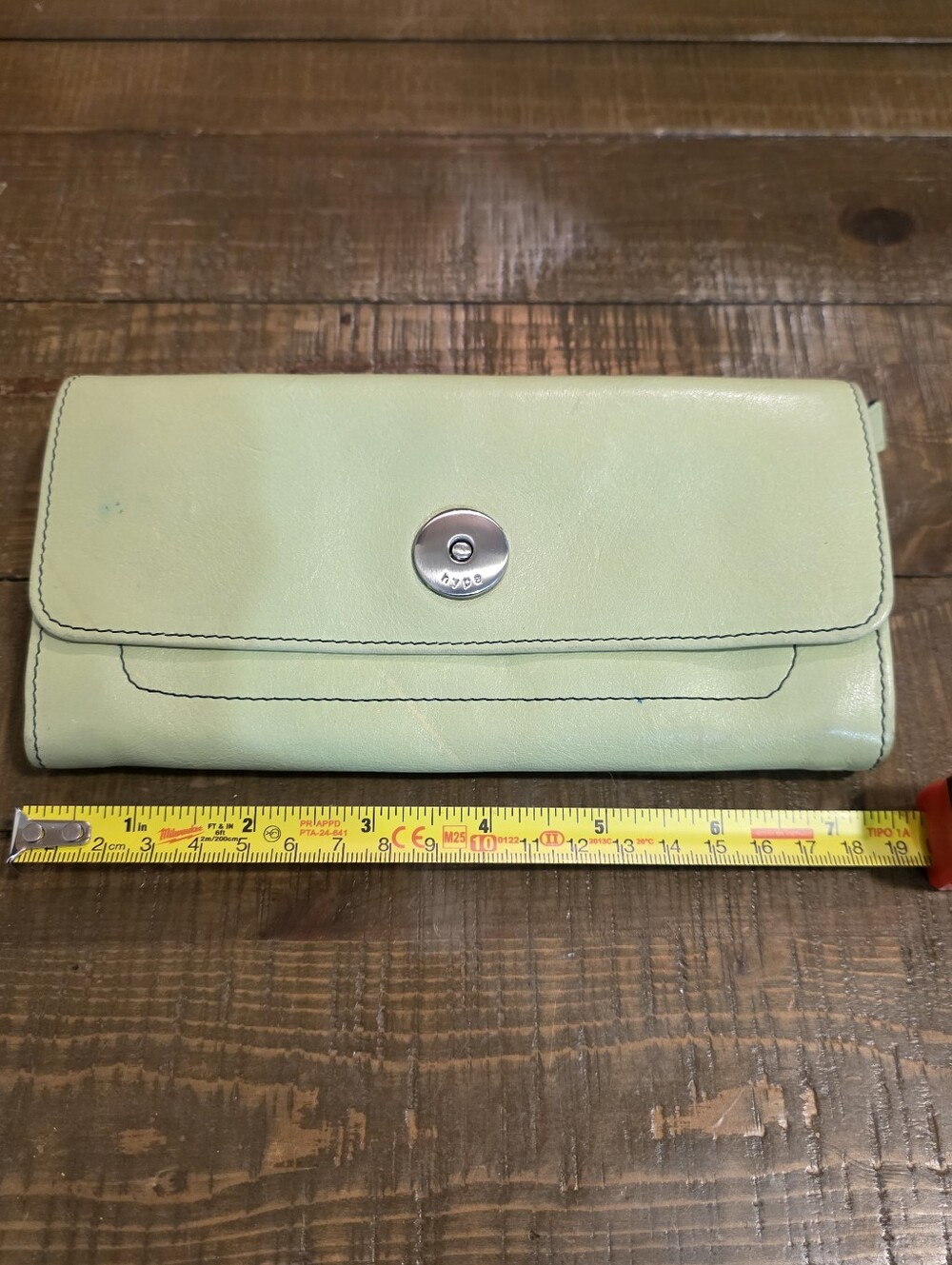 Hype Mint Green Leather Wallet, Multiple Compartments